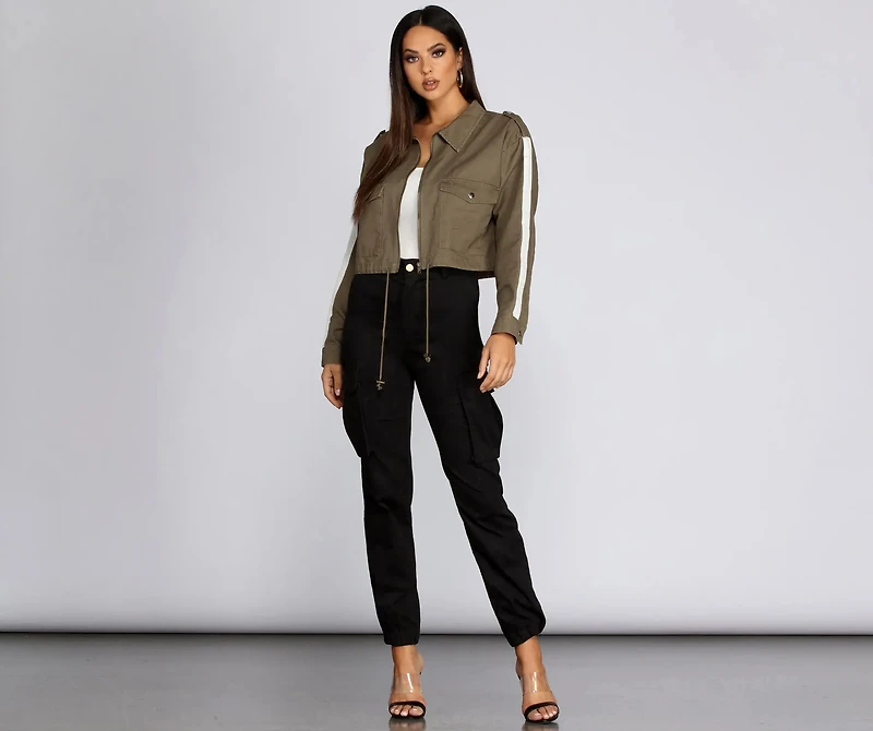 Cropped Cargo Utility Jacket