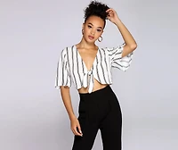 Good Gauze Tie Front Crop Top