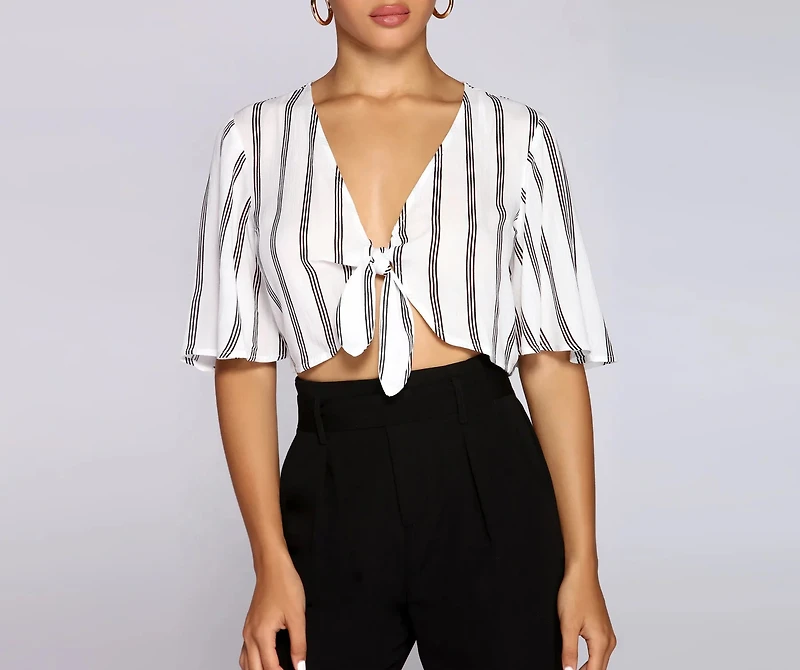 Good Gauze Tie Front Crop Top