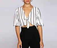 Good Gauze Tie Front Crop Top