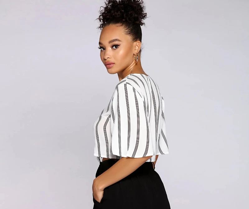 Good Gauze Tie Front Crop Top