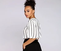 Good Gauze Tie Front Crop Top
