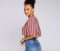 Good Gauze Tie Front Crop Top