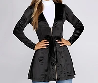 Stunning Sophistication Satin Trench Dress