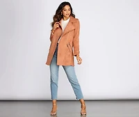 Flyin' First Class Faux Suede Trench Coat