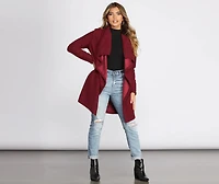 Faux Fur Draped Cardigan Jacket