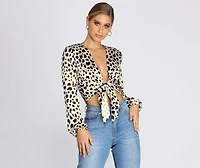 A Leopard Obsession Tie-Front Top