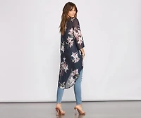Floral Passion Chiffon High Low Kimono