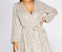 Stunner Sequins Long Sleeve Trench