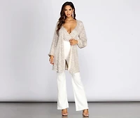 Stunner Sequins Long Sleeve Trench