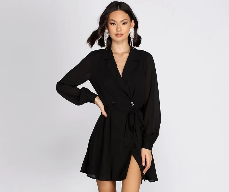 Striving For Success Blazer Chiffon Dress
