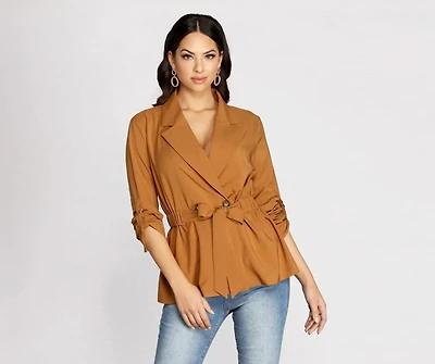 Movin' On Up Trench Blouse