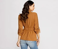 Movin' On Up Trench Blouse