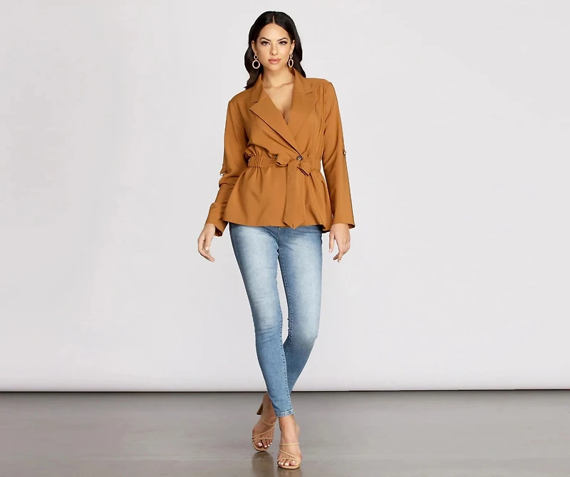 Movin' On Up Trench Blouse