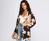 Wildflower Floral Belted Kimono
