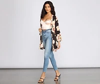 Wildflower Floral Belted Kimono