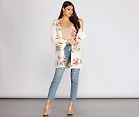 Wildflower Floral Belted Kimono