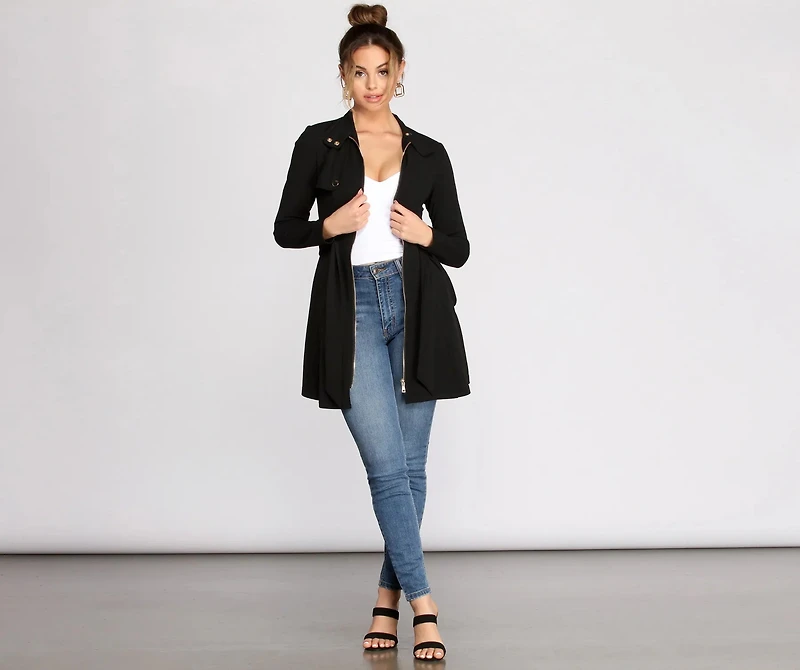 Here To Stay Tie Waist Dress Jacket
