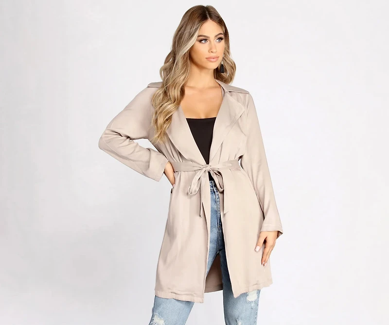 Nine To Five Belted Trench Coat