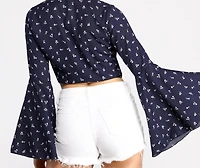 Sweet Floral Bell Sleeve Top