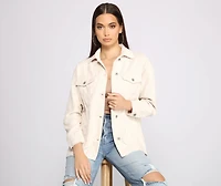 Trendy Corduroy Button-Up Shacket