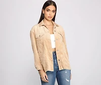 Trendy Corduroy Button-Up Shacket
