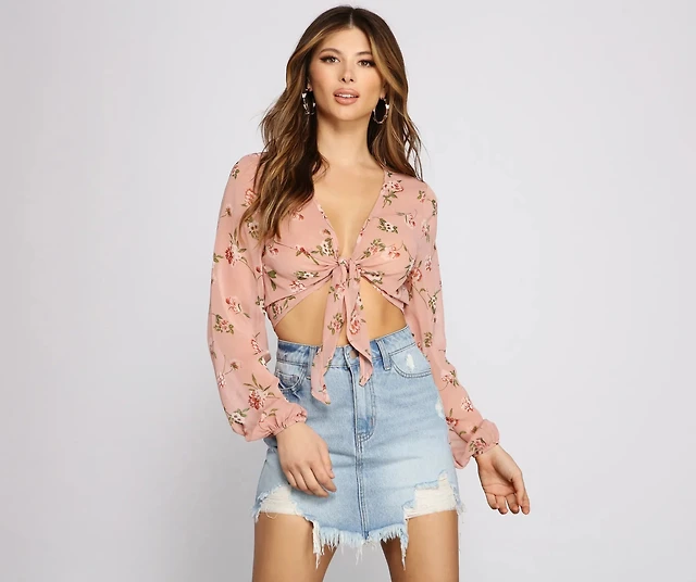 Windsor Zoey Sequin Floral Chiffon Tie Mini Dress | Arden Fair