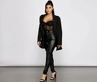Double Breasted Belted Puff Sleeve Blazer