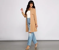 Belted Sophistication Crepe Trench Dress