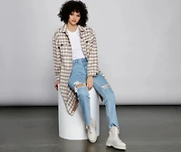 Chic Layers Long Line Plaid Shacket