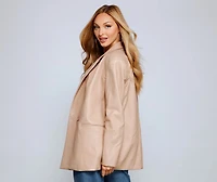 Trendy Oversized Faux Leather Blazer