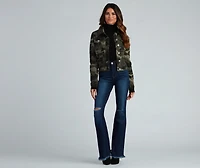 Cutie Camo Button-Down Twill Jacket