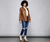 Essential Faux Leather Long Shacket