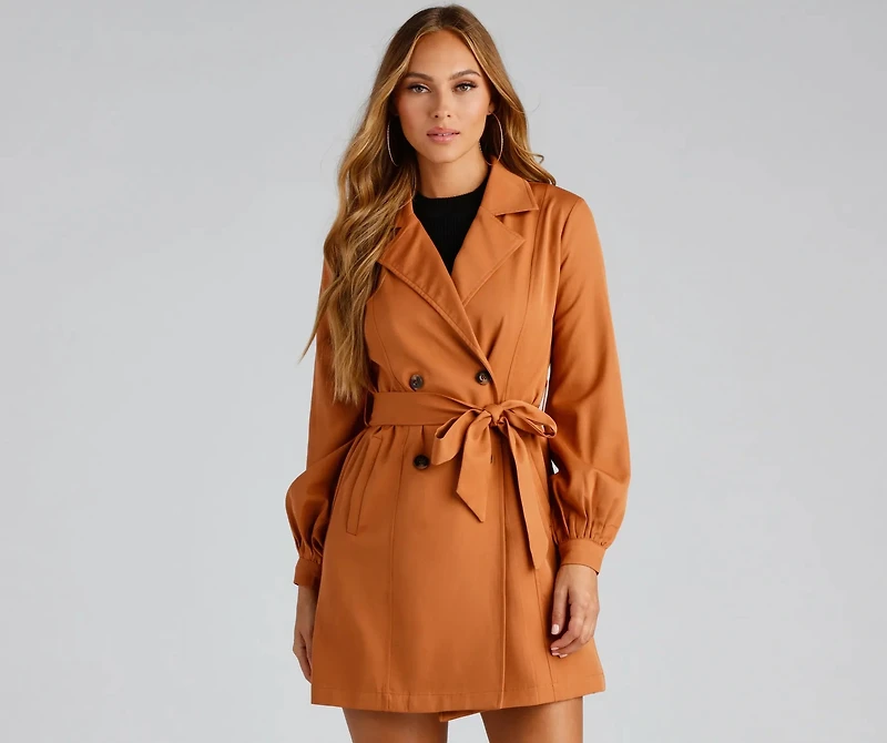 Cinched And Chic Belted Trench Coat