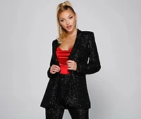 Showtime Chic Sequin Long Blazer