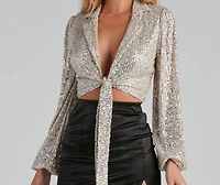 Step Up The Glam Sequin Crop Top