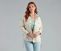 Sleek Trends Faux Leather Tie-Waist Shacket