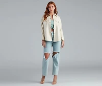 Sleek Trends Faux Leather Tie-Waist Shacket