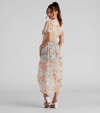 Breezy Flutter Sleeve Floral Duster