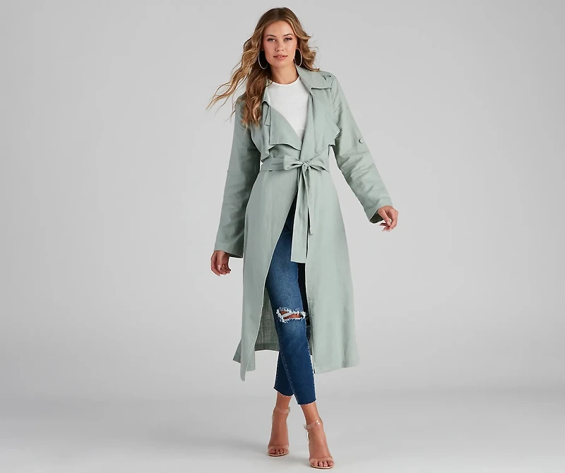 Shift Season Linen Belted Trench