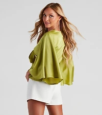 Silky Chic Kimono Tie-Front Top