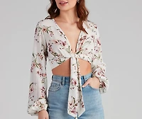 Bloom Mood Floral Tie-Front Top