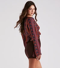 Boho Beauty Tie-Front Crop Top