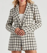 She's All That Tweed Plaid Blazer