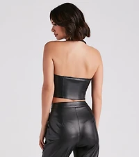 Major Slay Faux Leather Cropped Vest