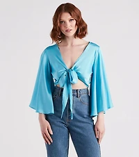 Silky Chic Kimono Tie-Front Top