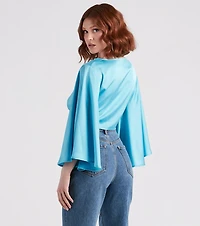 Silky Chic Kimono Tie-Front Top