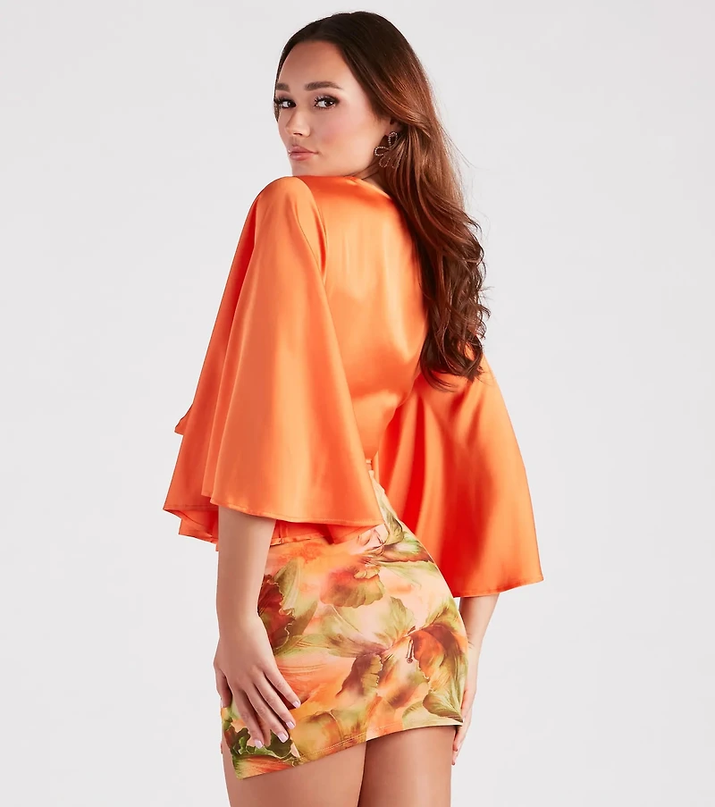 Silky Chic Kimono Tie-Front Top