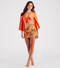 Silky Chic Kimono Tie-Front Top