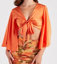 Silky Chic Kimono Tie-Front Top